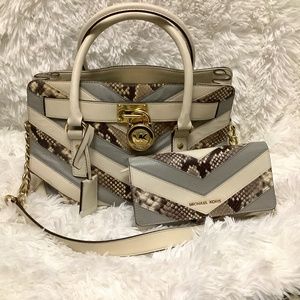 Michael Kors Hamilton Med. Chevron Ecru/Python Set